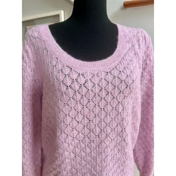 💜 Old Navy Lilac Pointelle Knit Sweater | Size M | Soft Wool Blend - Picture 6 of 6